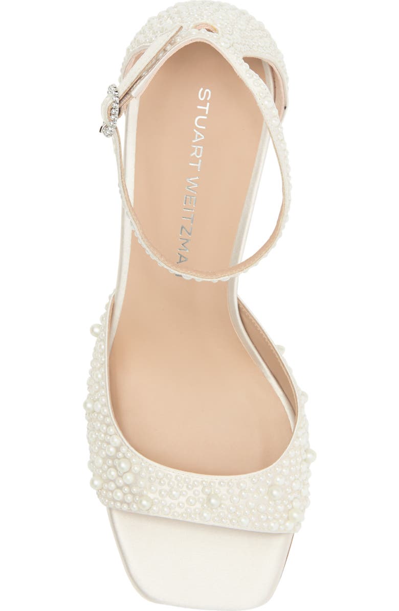 Stuart Weitzman Bliss Imitation Pearl Ankle Strap Sandal, Alternate, color, Cream/ Natural