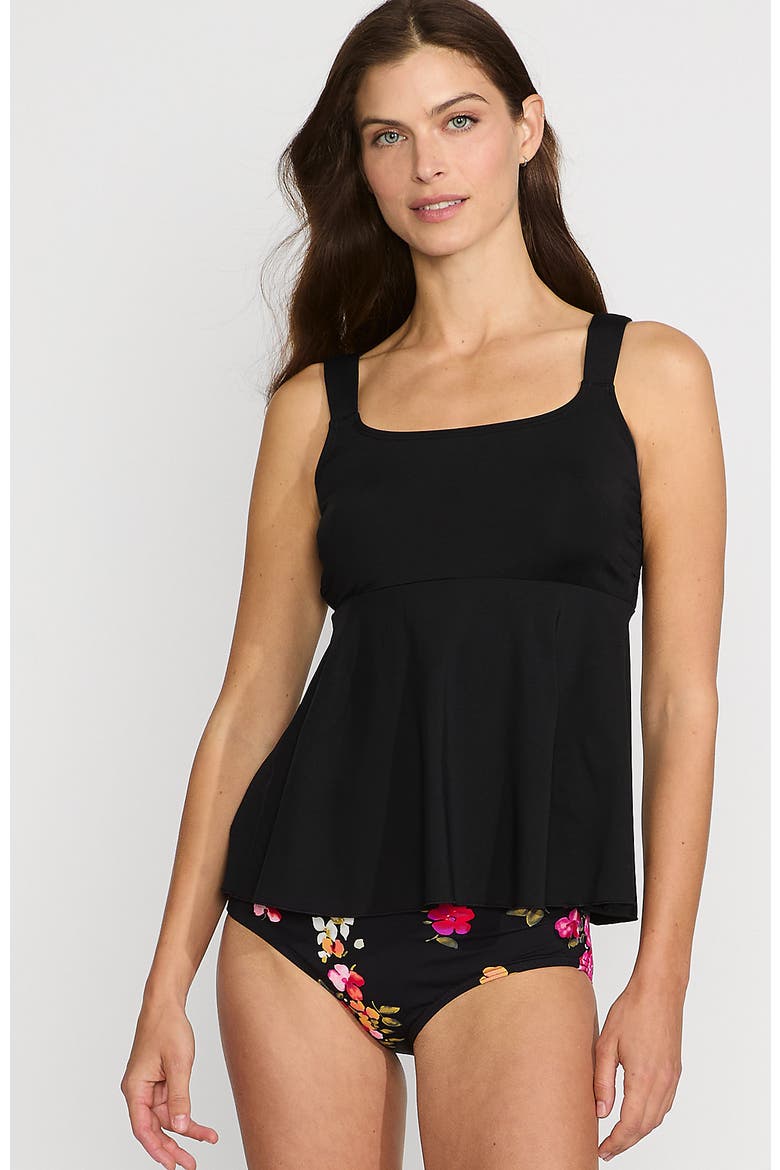 Adjustable Scoop Neck Flutter Tankini Top, Main, color, Black
