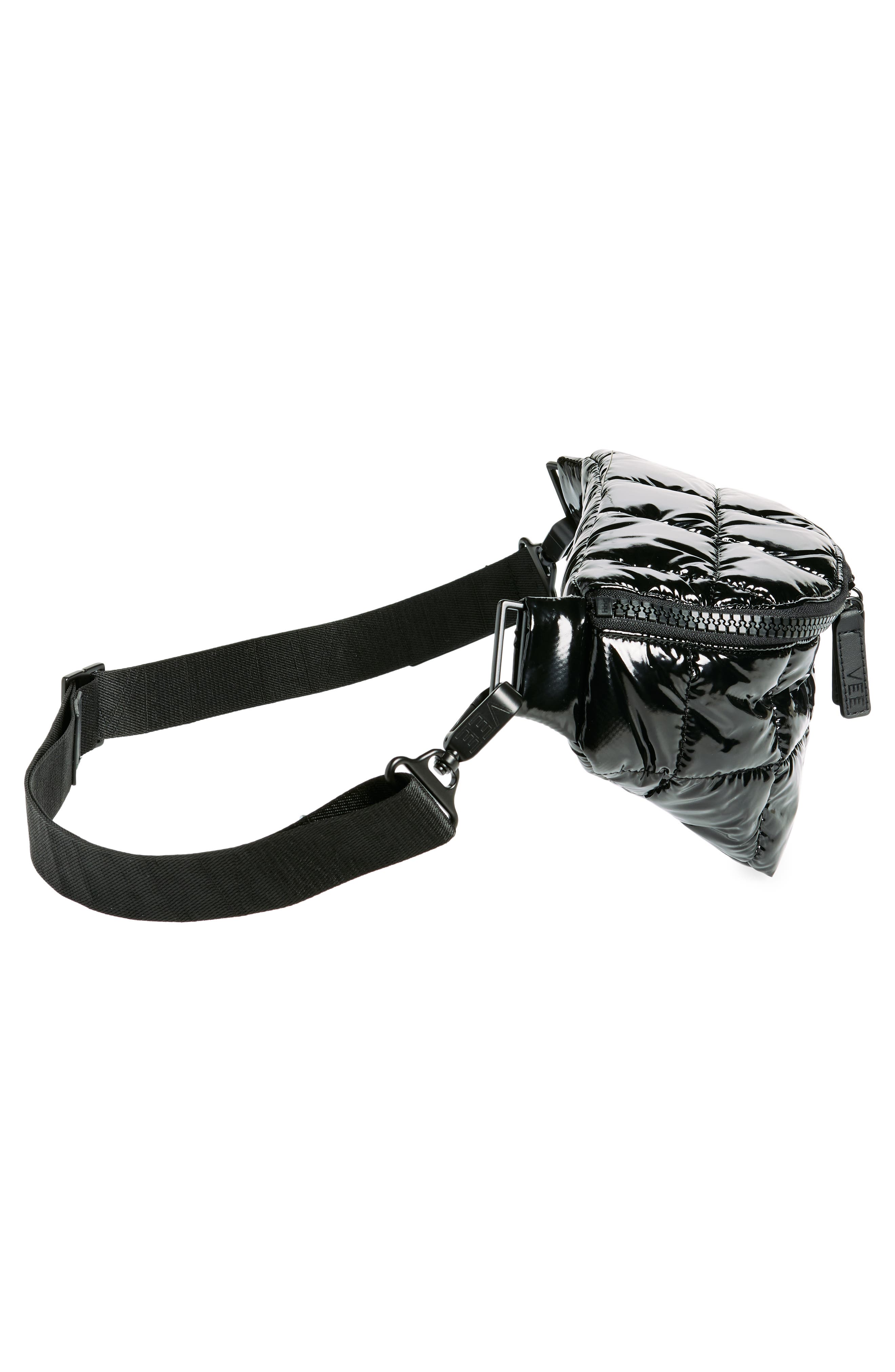 VeeCollective Porter Water Resistant Quilted Recycled Nylon Sling Bag, Alternate, color, Black Vinyl