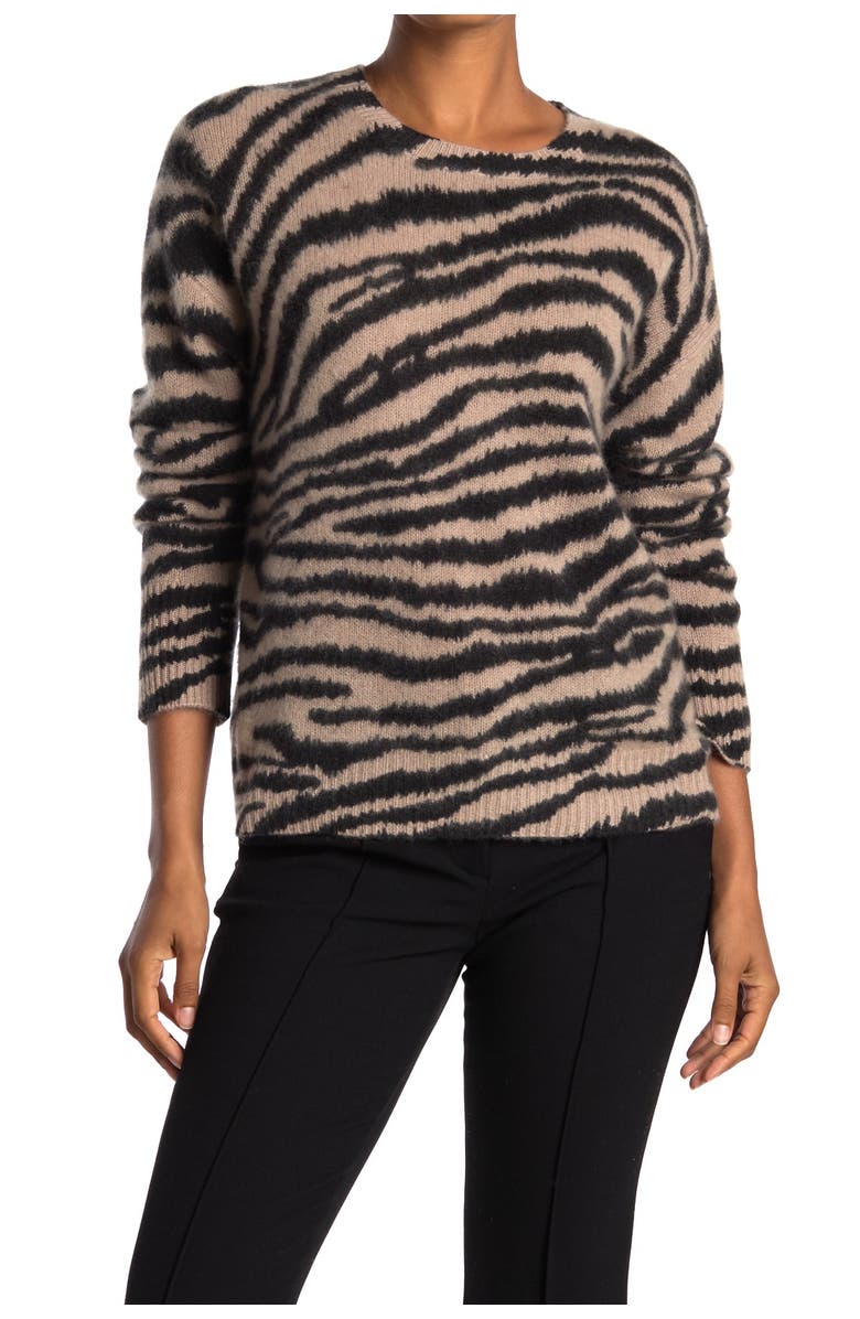 Catherine Catherine Malandrino Animal Stripe Brushed Cashmere Sweater, Main, color,
