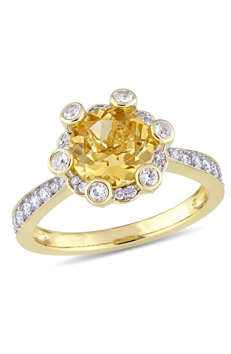 Julianna B. Citrine White Sapphire & Diamond Halo Ring 14k, Main, color, Citrine