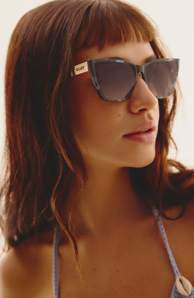 QUAY Call the Shots Remixed 43mm Gradient Cat Eye Sunglasses, Alternate, color, Storm Tort/ Smoke Taupe