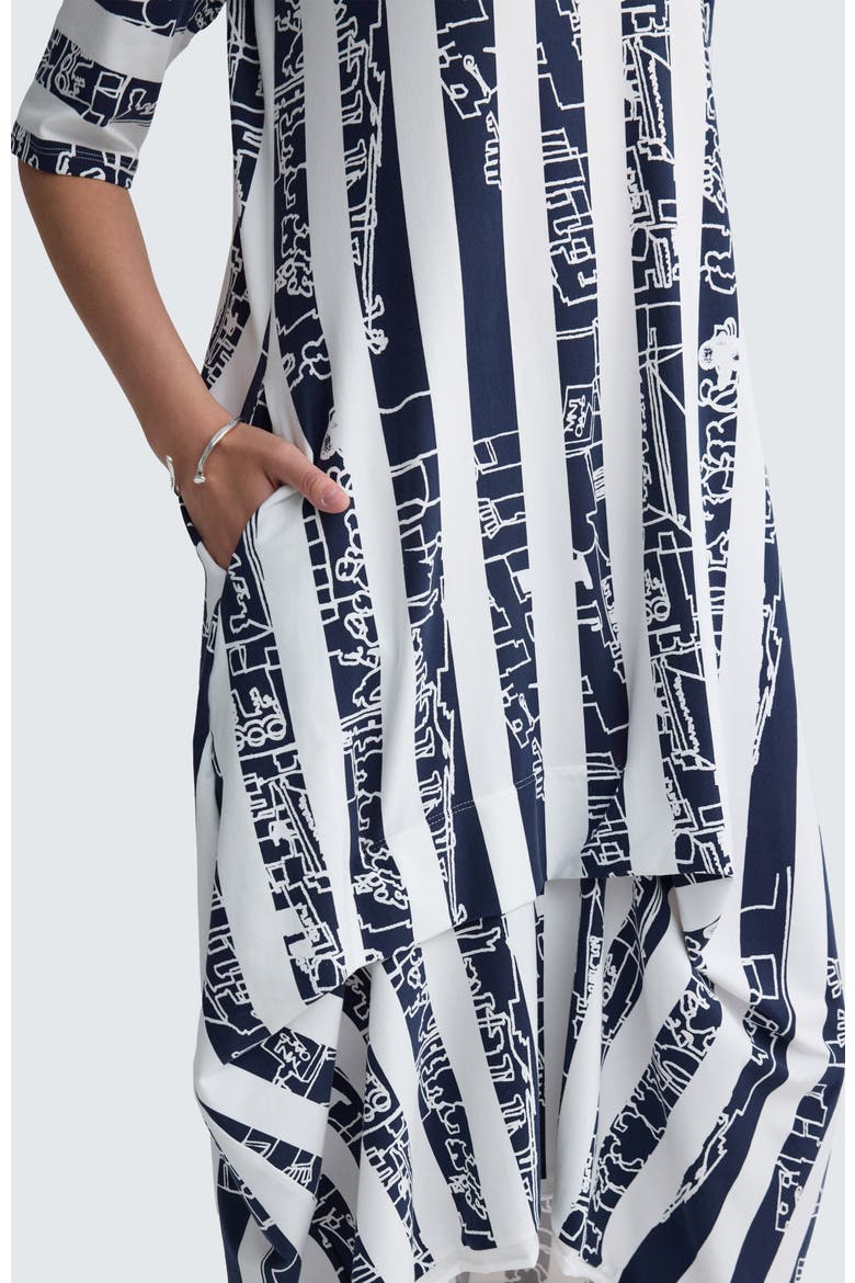 Amethyst Striped Jersey Dress, Alternate, color, Navy