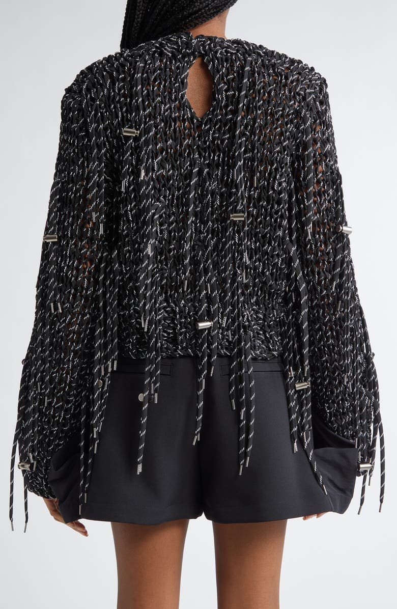 Sacai Shoelace Knit Sweater, Alternate, color, Black