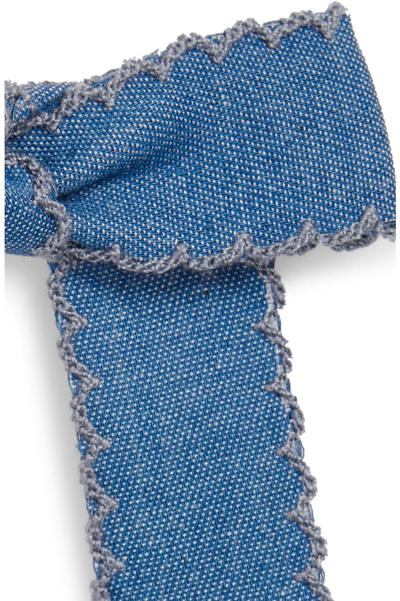 Bardot Scalloped Edge Denim Bow Barrette, Alternate, color, DENIM