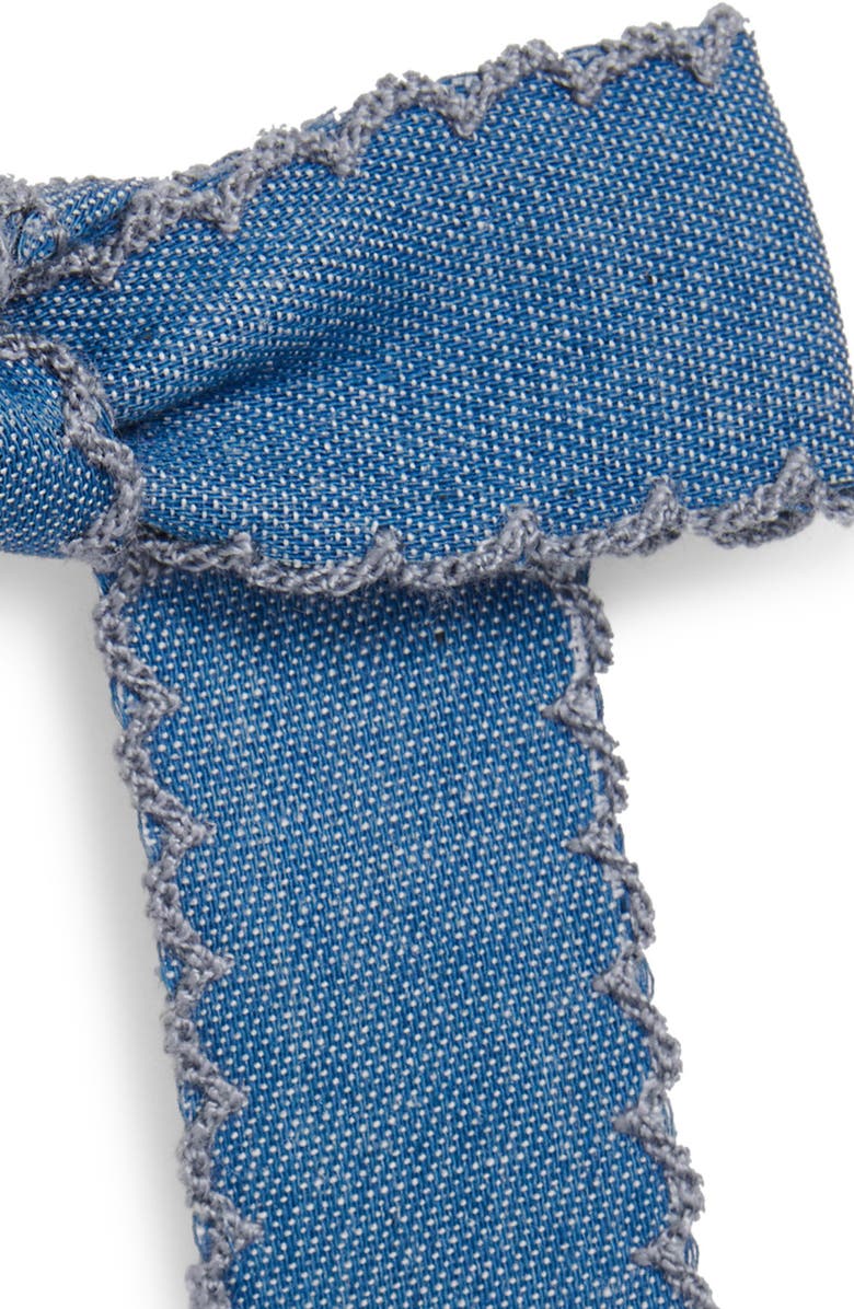 Lele Sadoughi Bardot Scalloped Edge Denim Bow Barrette, Alternate, color,