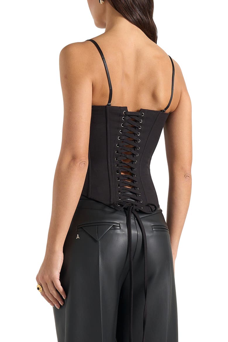 Scarlett Tailored Lace Up Corset, Alternate, color, Black