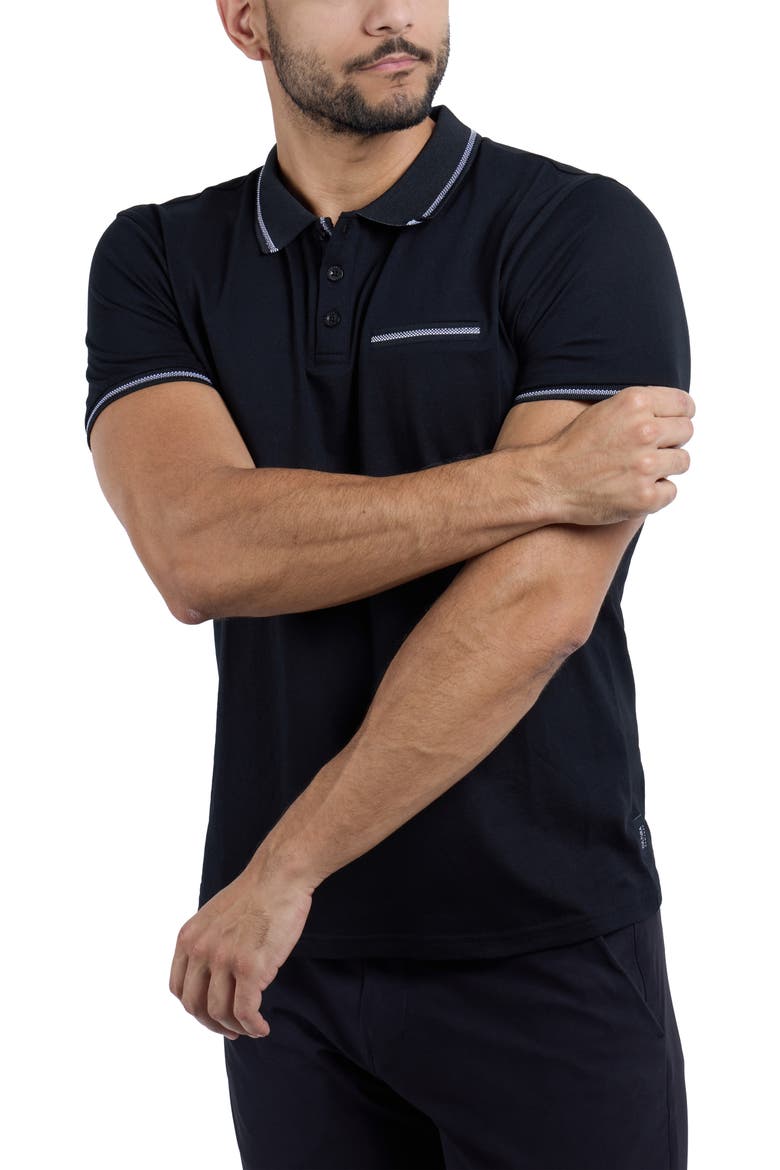 Jacquard Polo, Alternate, color, BLACK/ WHITE