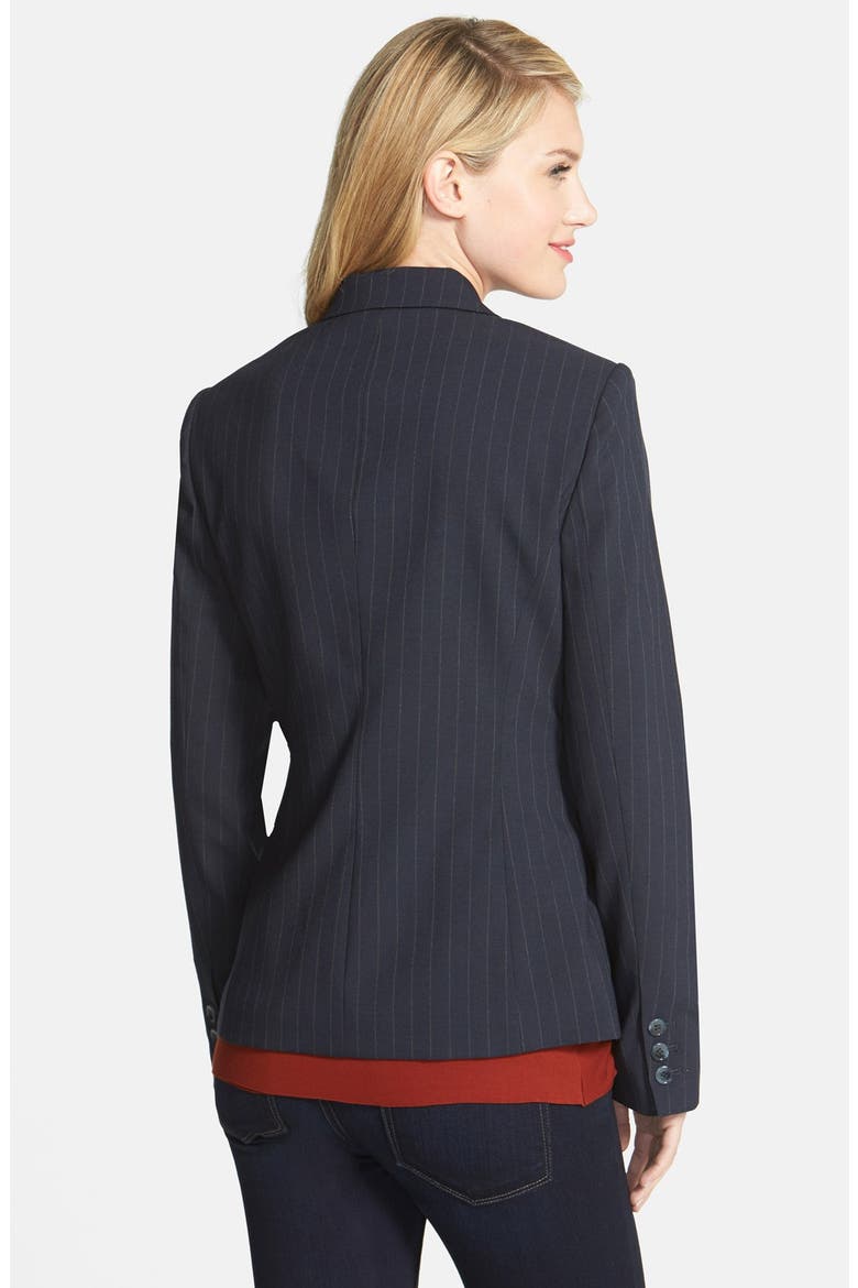 One-Button Pinstripe Blazer, Alternate, color, NAVY STONE