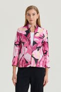 Ming Wang Family Savvy Shimmer Lined Floral Jacquard Woven Jacket