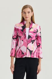 Ming Wang Family Savvy Shimmer Lined Floral Jacquard Woven Jacket