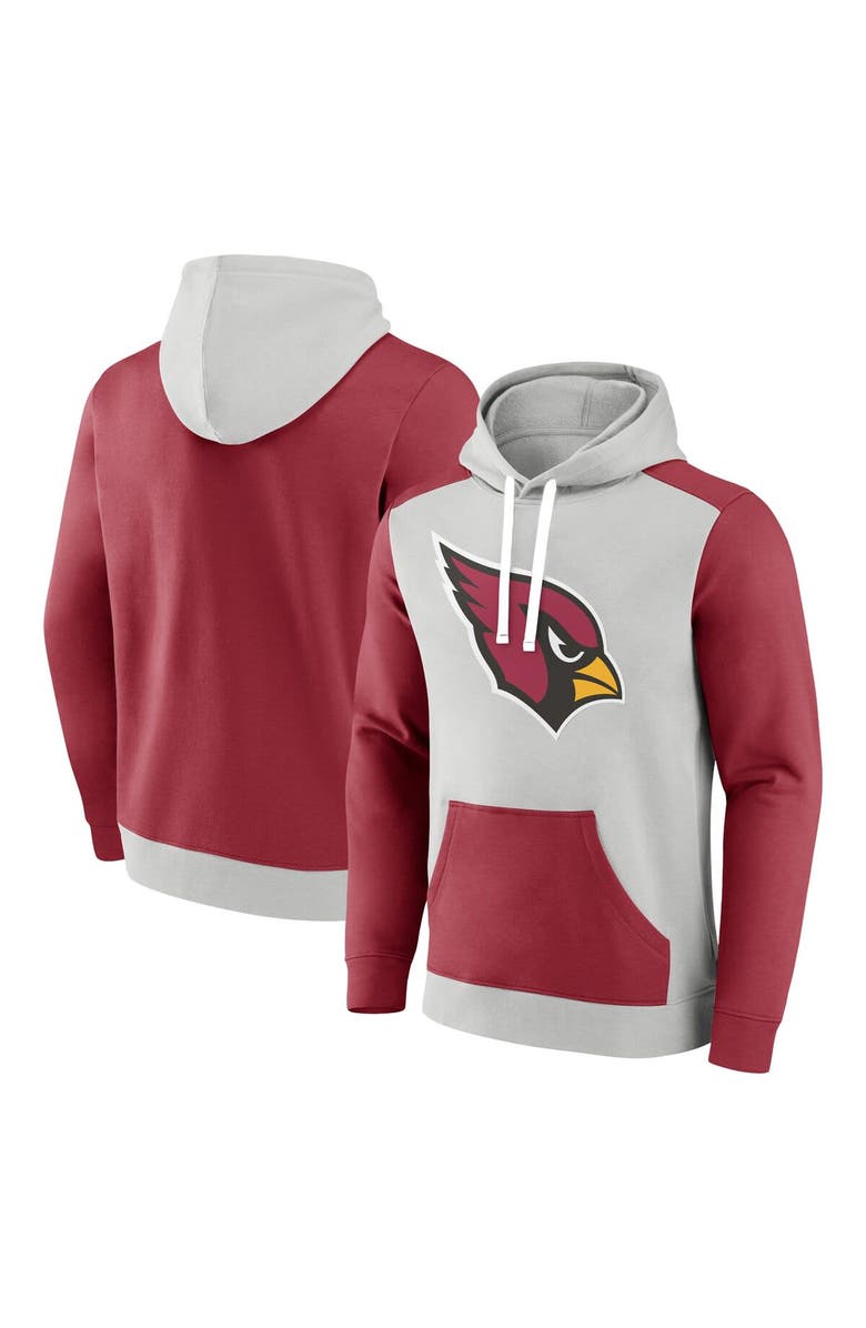 FANATICS Men's Fanatics Branded Silver/Cardinal Arizona Cardinals Big & Tall Team Fleece Pullover Hoodie, Main, color, Silver