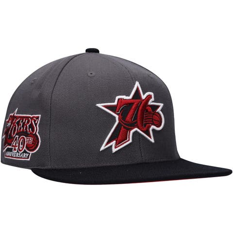 Men's Mitchell & Ness Charcoal/Black Philadelphia 76ers Hardwood Classics 40th Anniversary Born & Bred Fitted Hat