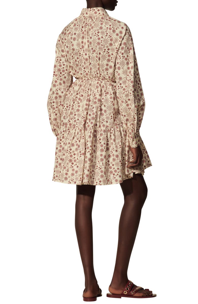 SANDRO Claudine Sun & Floral Long Sleeve Tiered Dress, Alternate, color, Ecru