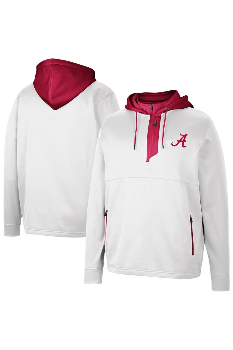 Men's Colosseum White Alabama Crimson Tide Luge 3.0 Quarter-Zip Hoodie, Main, color, White