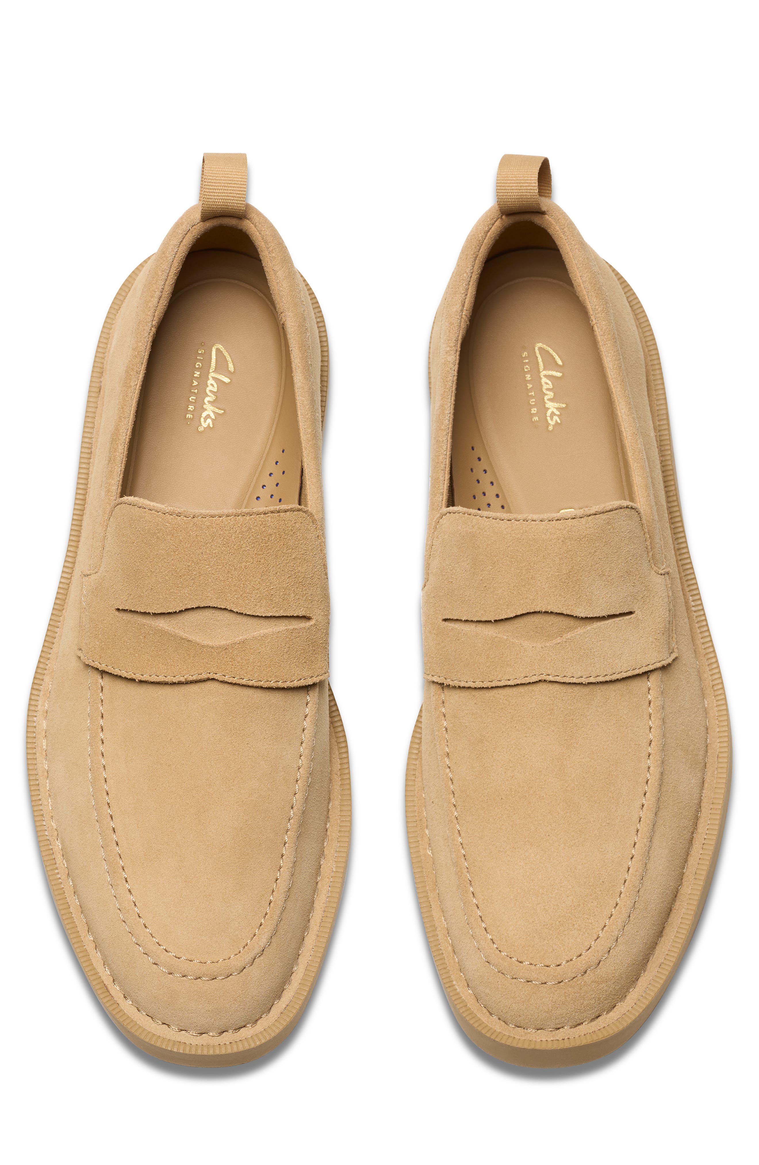 Clarks<sup>®</sup> Martock Lo Penny Loafer, Alternate, color, Dark Sand Suede