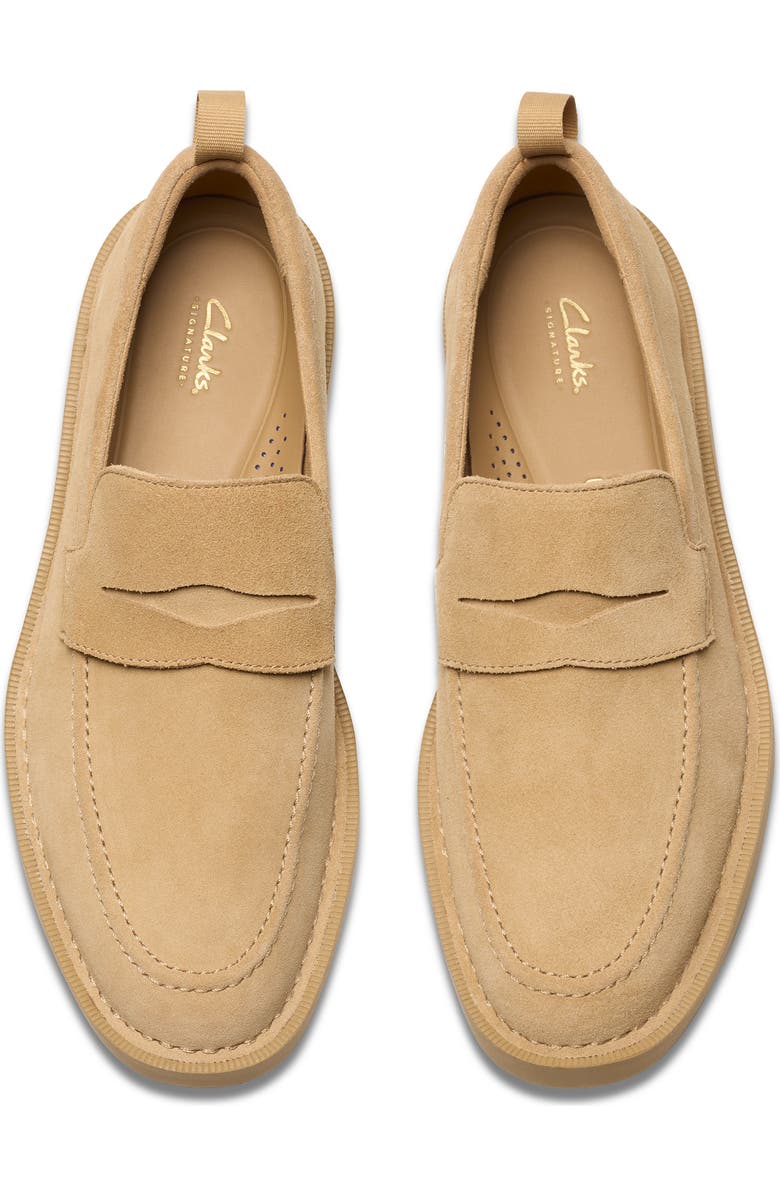 Clarks<sup>®</sup> Martock Lo Penny Loafer, Alternate, color, Dark Sand Suede