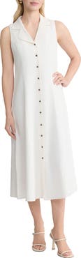 Jones New York Sleeveless Linen Blend Midi Dress