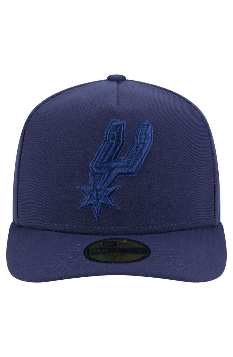 New Era Men's New Era  Navy San Antonio Spurs Colorpack A-Frame Pinch Front 59FIFTY Fitted Hat, Alternate, color, 