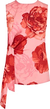 Milly Serena Floral Print Drape Sleeveless Top