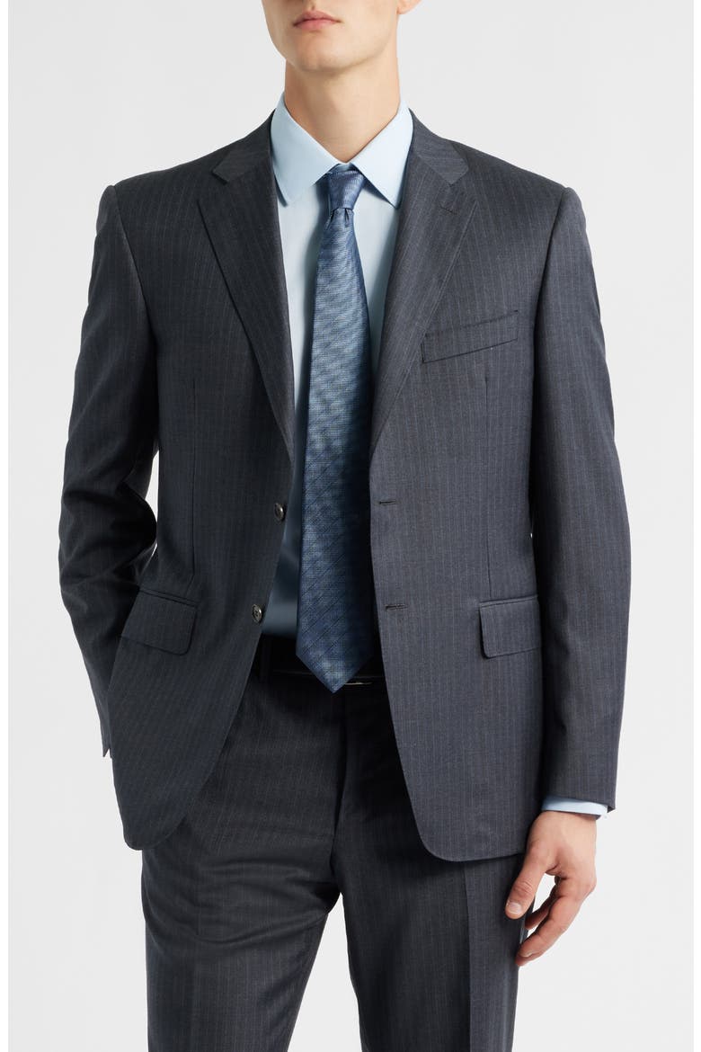 Siena Regular Fit Stripe Super 130s Wool Suit, Alternate, color, GREY