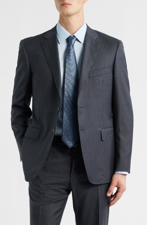 Canali Siena Regular Fit Stripe Supwer 130s Wool Suit In Gray
