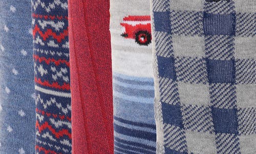 Original Penguin 5-pack Holiday Buffalo Check Crew Socks In Blue