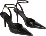 Balmain Embossed Leather Strappy Courts