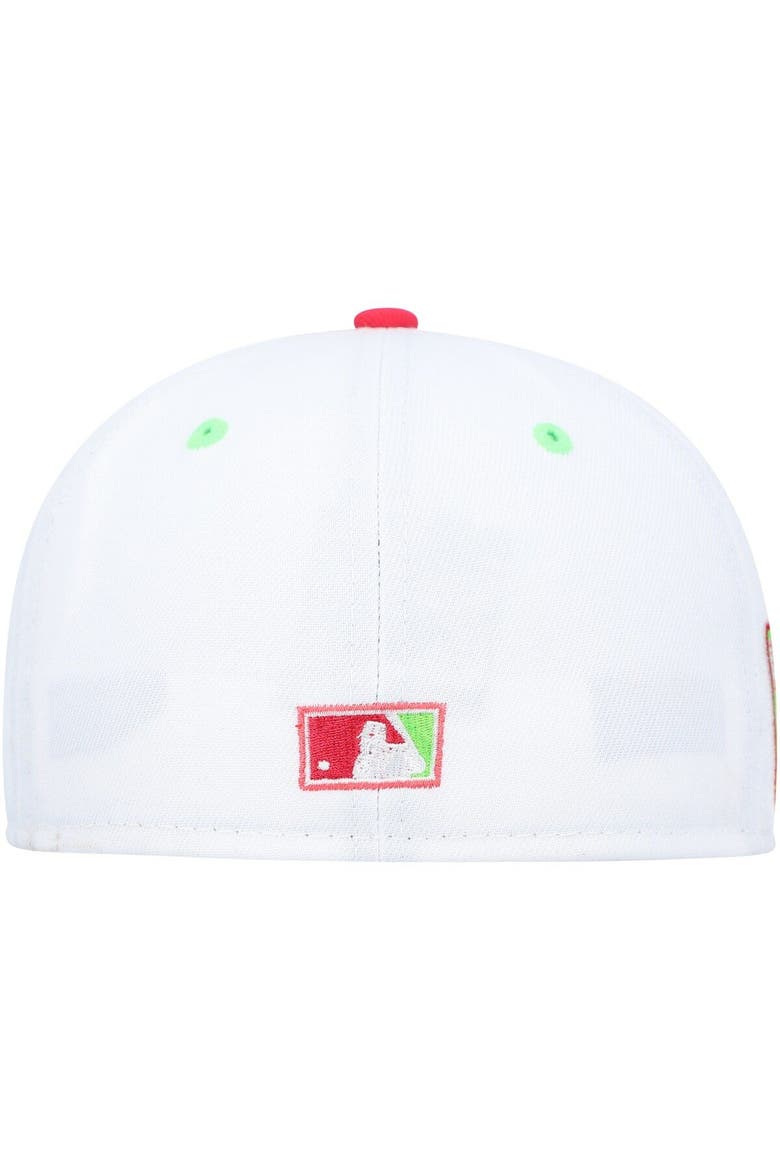 Men's New Era White/Coral Montreal Expos  Olympic Stadium Strawberry Lolli 59FIFTY Fitted Hat, Alternate, color, White