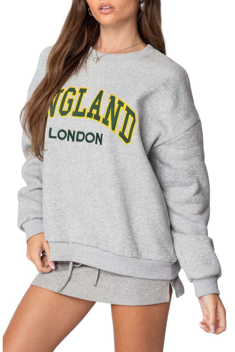 England Embroidered Fleece Sweatshirt, Alternate, color, GRAY-MELANGE