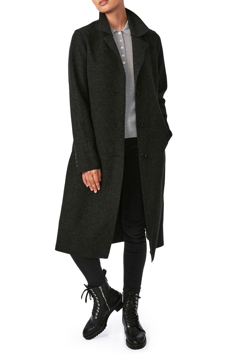 Sweater Long Coat, Main, color, HEATHER BLACK