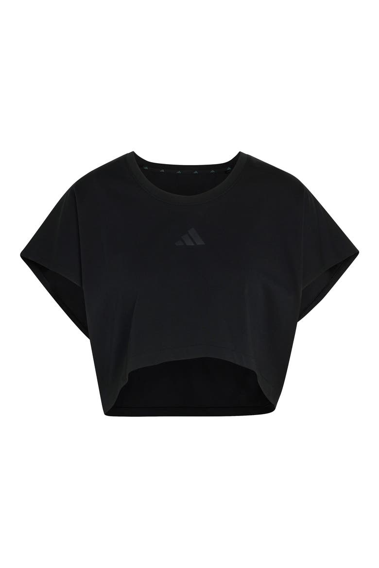 Power Workout Cropped Boxy 3-Stripes Tank, Alternate, color, BLACK/