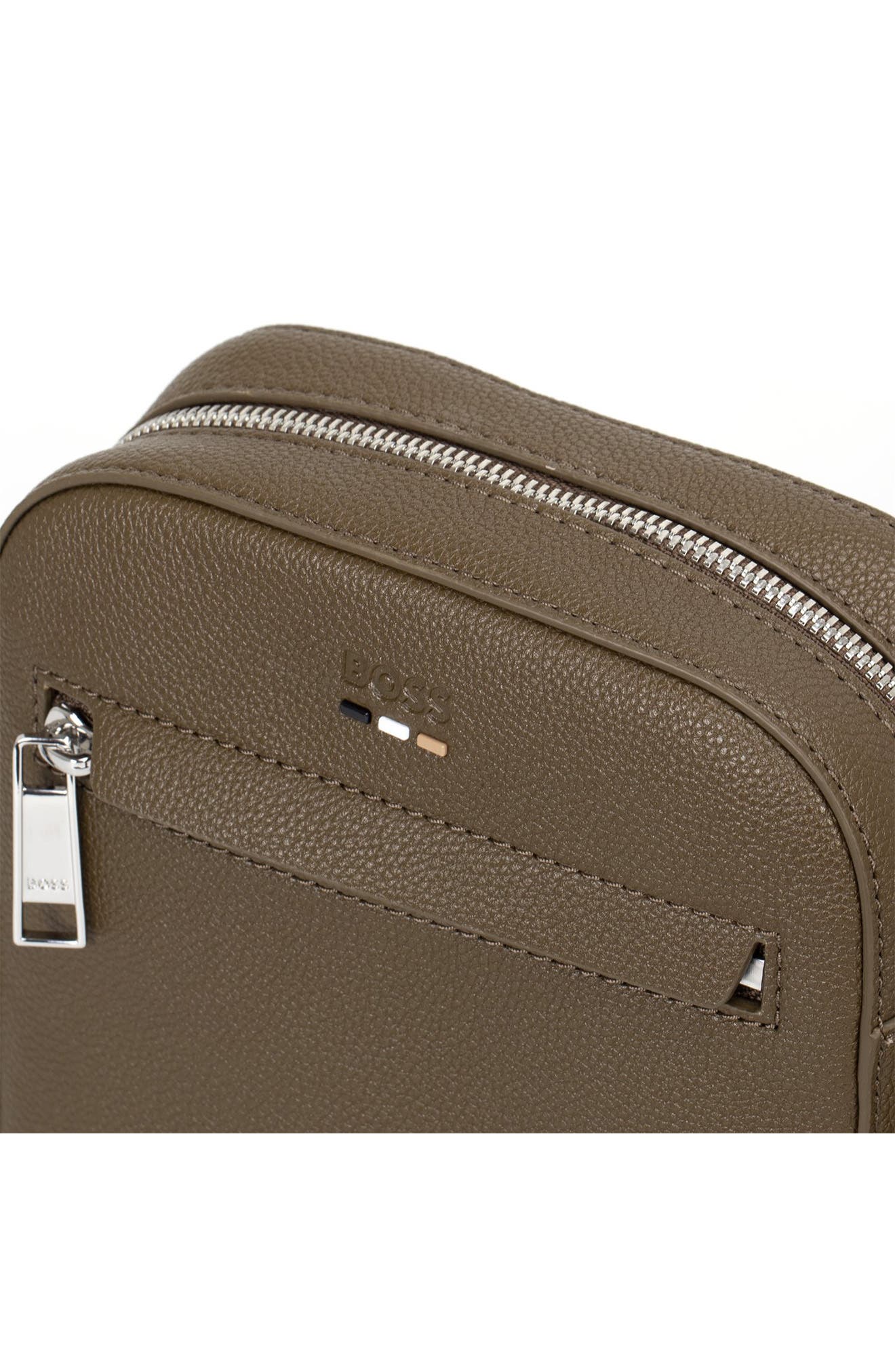 HUGO Ray North/South Faux Leather Crossbody Bag, Alternate, color, Open Green