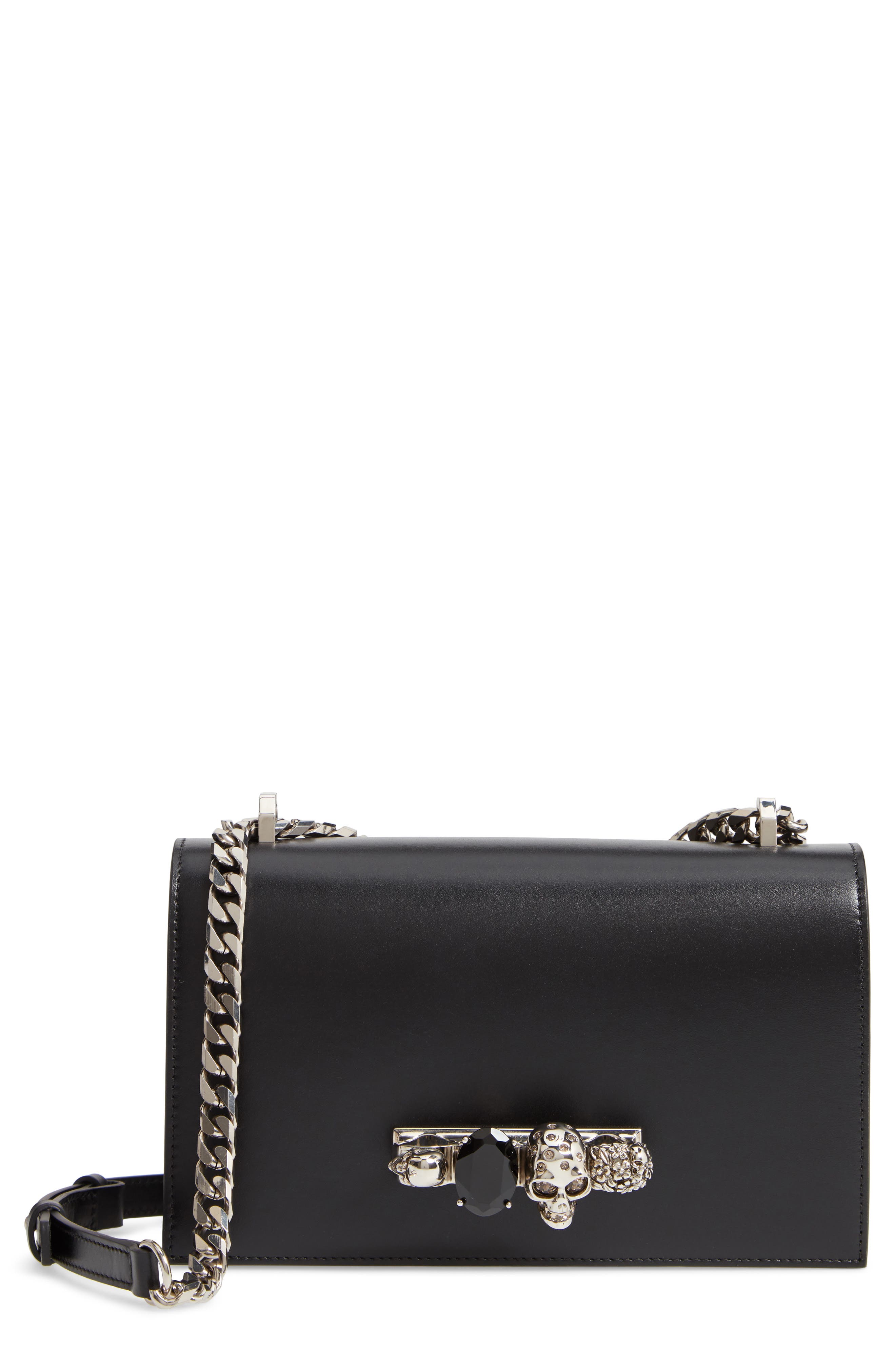 McQueen Alexander McQueen Leather Crossbody Knuckle Bag, Main, color, 