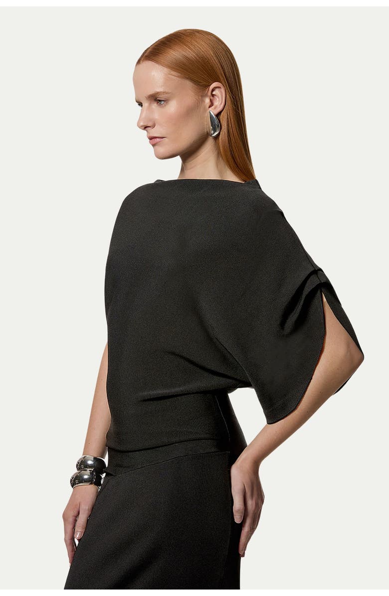 Karen Millen Dropped Waist Asymmetric Maxi Dress, Alternate, color, Black
