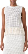 Akris punto Fringe Hem Mesh Knit Cotton Shell