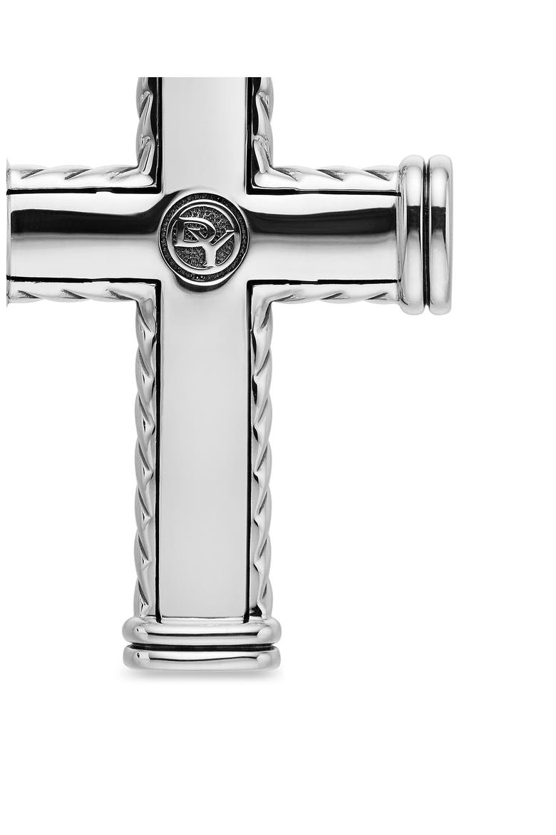 Men's Chevron Cross Pendant in Sterling Silver with Black Diamonds, 41.7mm, Alternate, color, BLACK DIAMOND