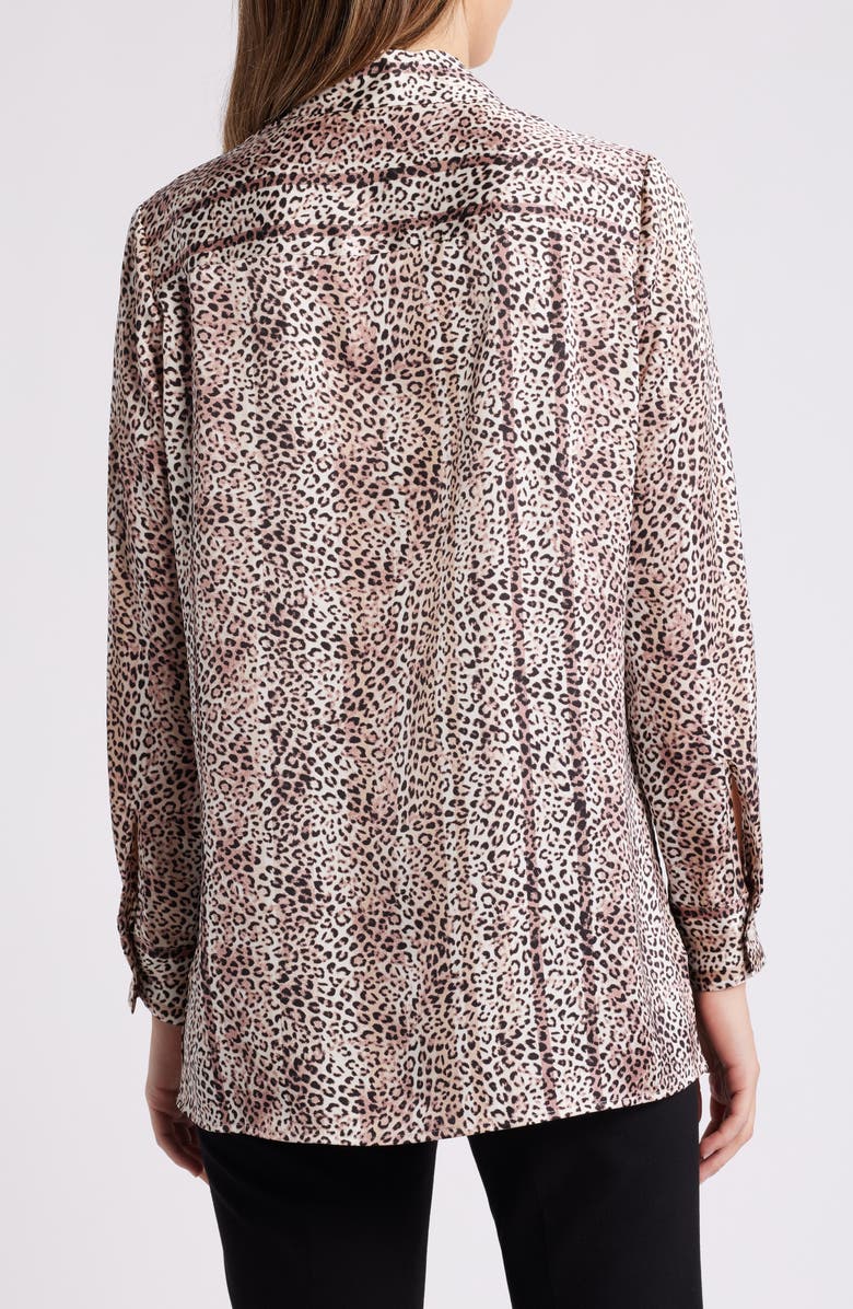 Anne Klein Leopard Print Stretch Button-Up Shirt, Alternate, color,