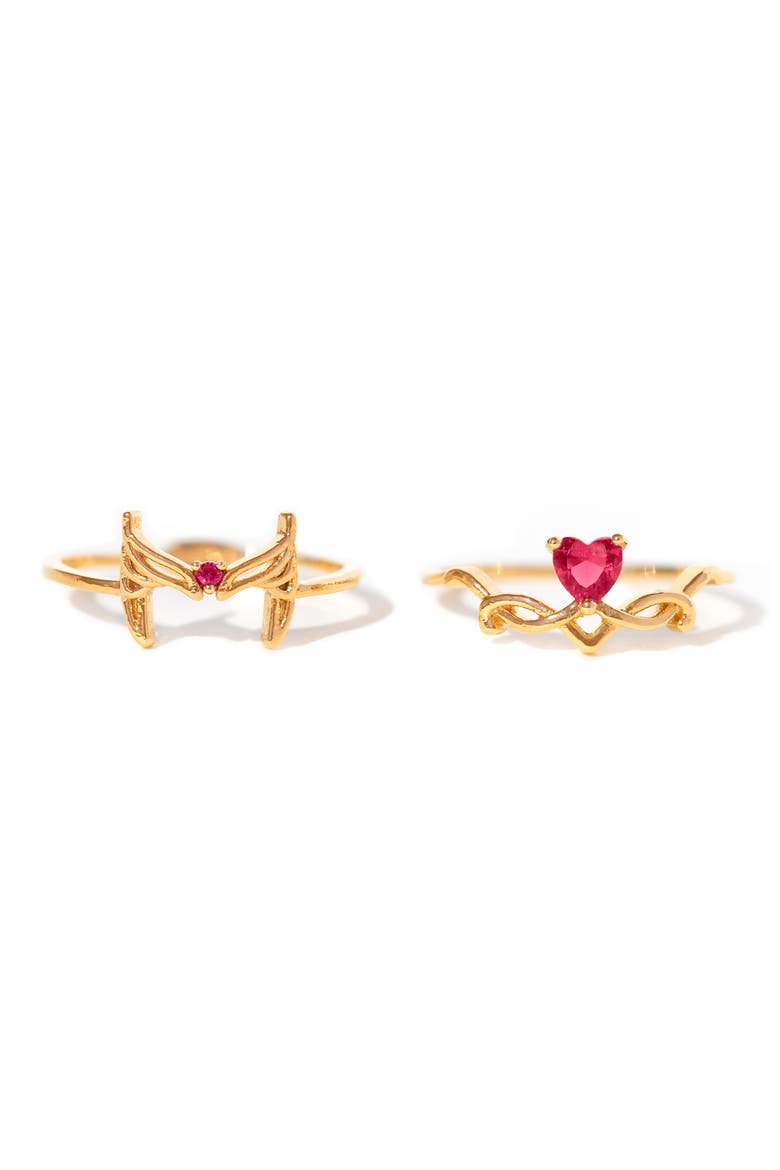 x Marvel Studios Scarlet Witch Ring Set, Alternate, color, GOLD/ SCARLET
