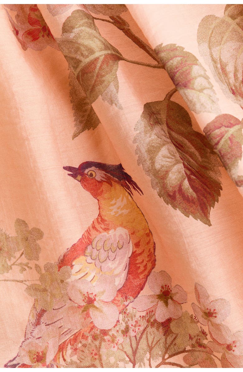 H&M Tie-detail Puff-sleeved Dress, Alternate, color, Peach Pink/Floral