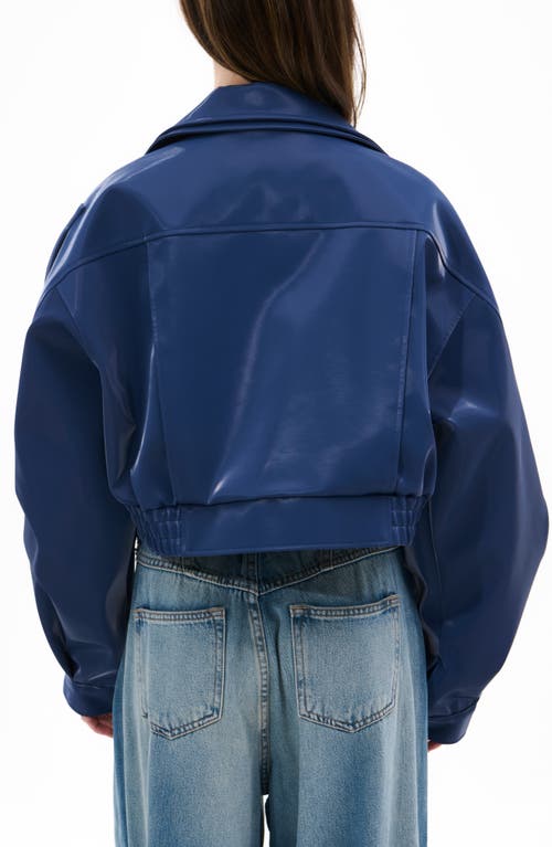 Azalea Wang Liquid Luxe Shiny Bomber Jacket In Blue