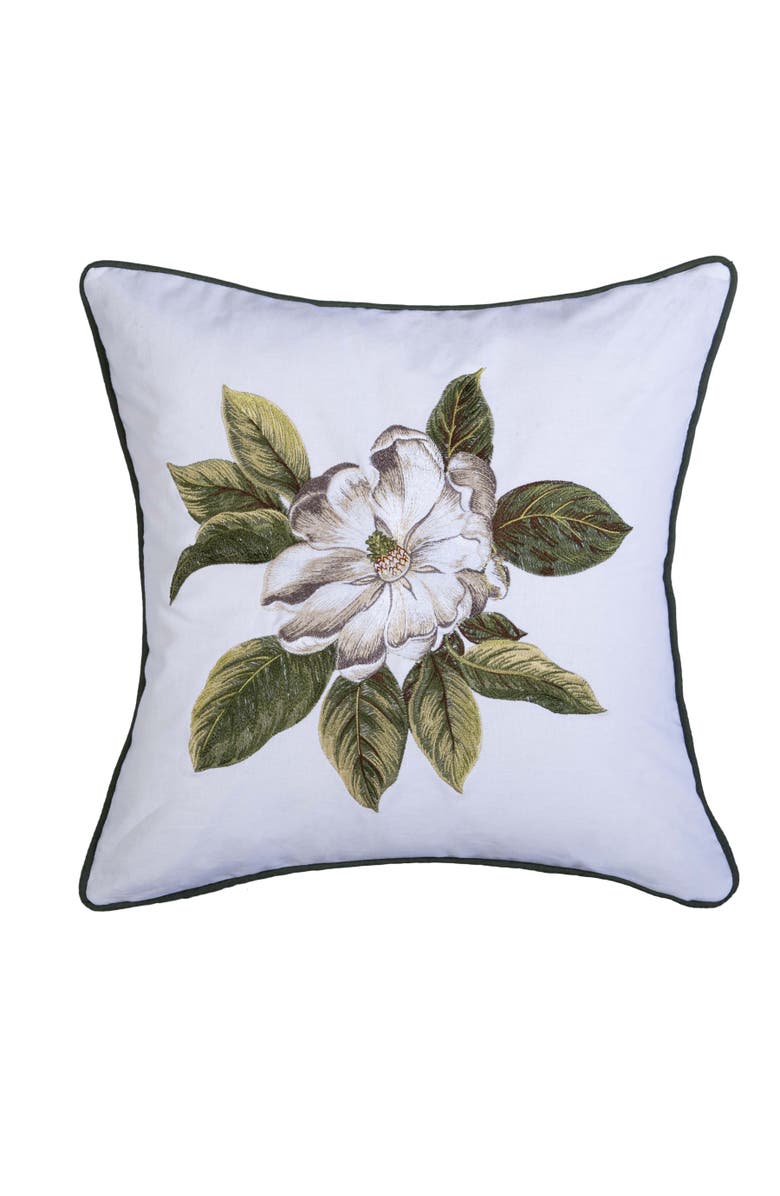 C&F Home Garden Magnolia Graphic Print Throw Pillow, 18" x 18", Main, color, White
