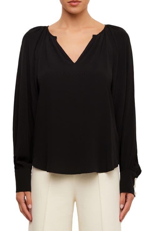 Nica Dot Jacquard Peasant Top