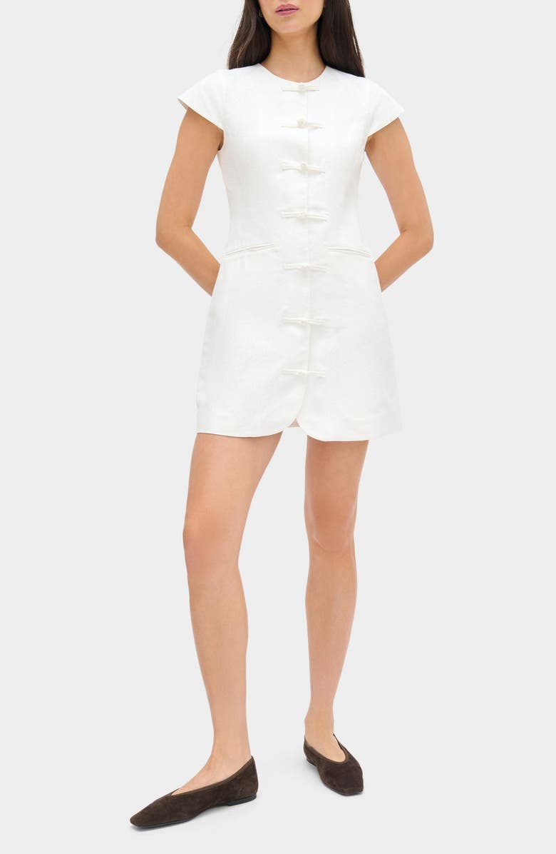 ALIGNE Jennie Cap Sleeve Cotton & Linen Minidress, Main, color, White
