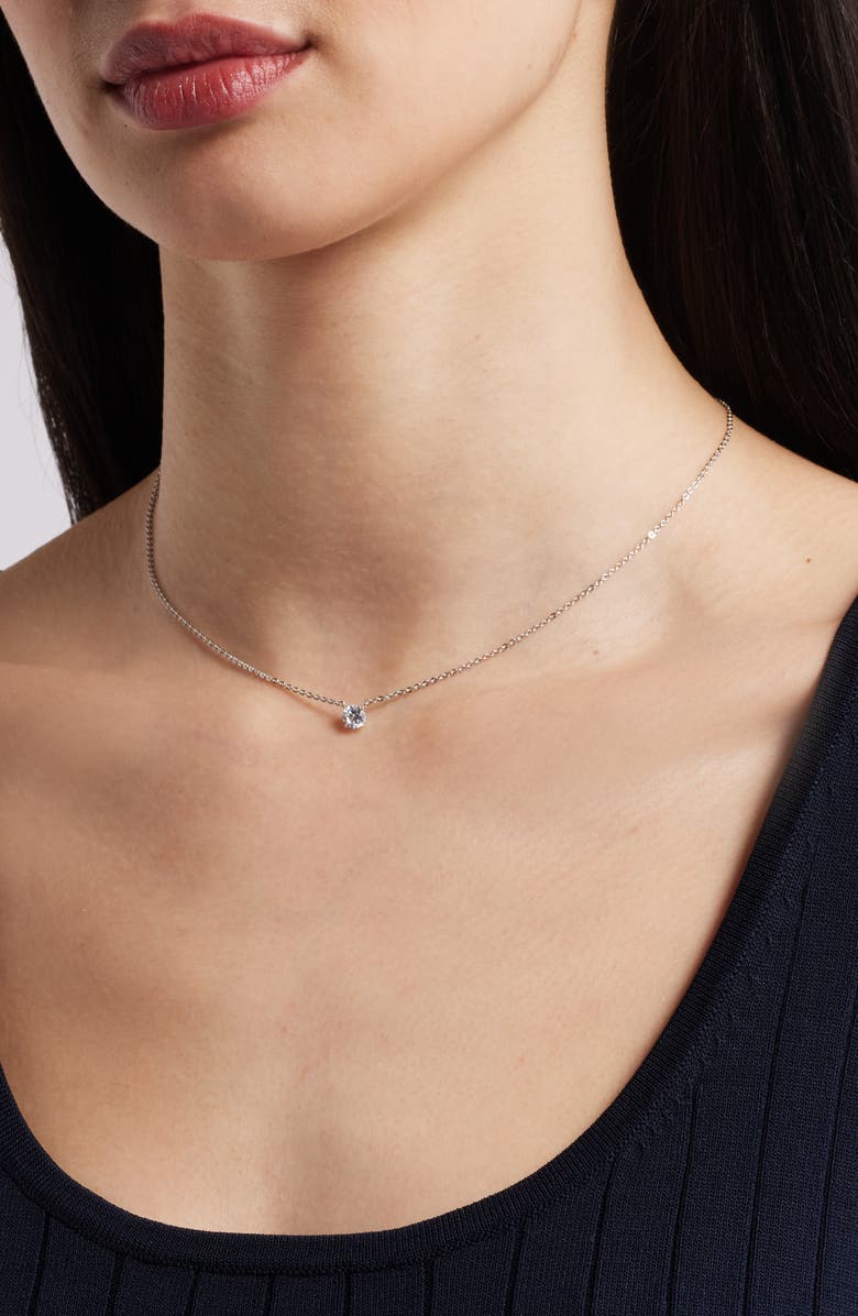 Nordstrom Cubic Zirconia Pendant Necklace, Alternate, color, Clear- Silver