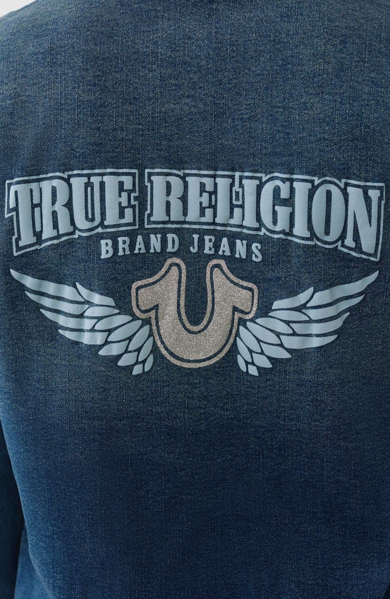 True Religion Georgia Glitter Denim Button-Up Shirt, Alternate, color, Medium Cozy Fireside Wash