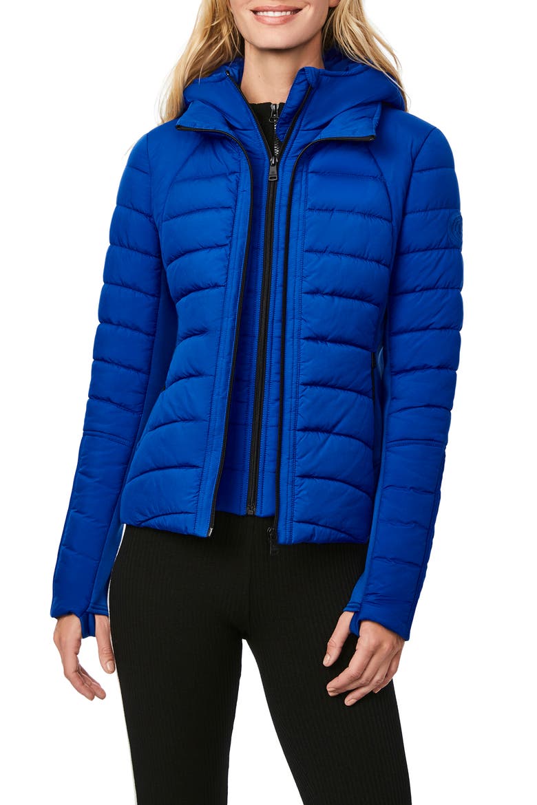 Hooded Quilted Water Repellent Jacket, Alternate, color, COBALT