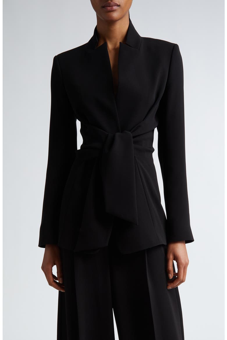 Seggio Tie Front Crepe Blazer, Main, color, BLACK