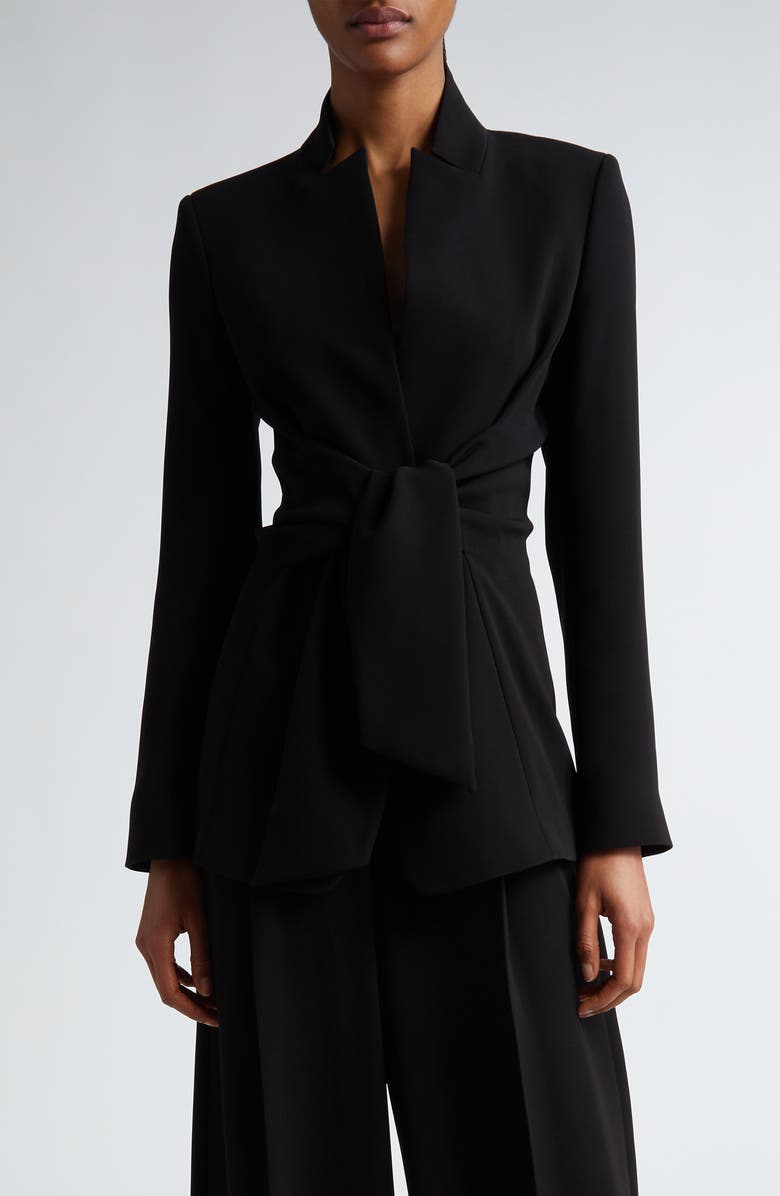 Max Mara Seggio Tie Front Crepe Blazer, Main, color, 