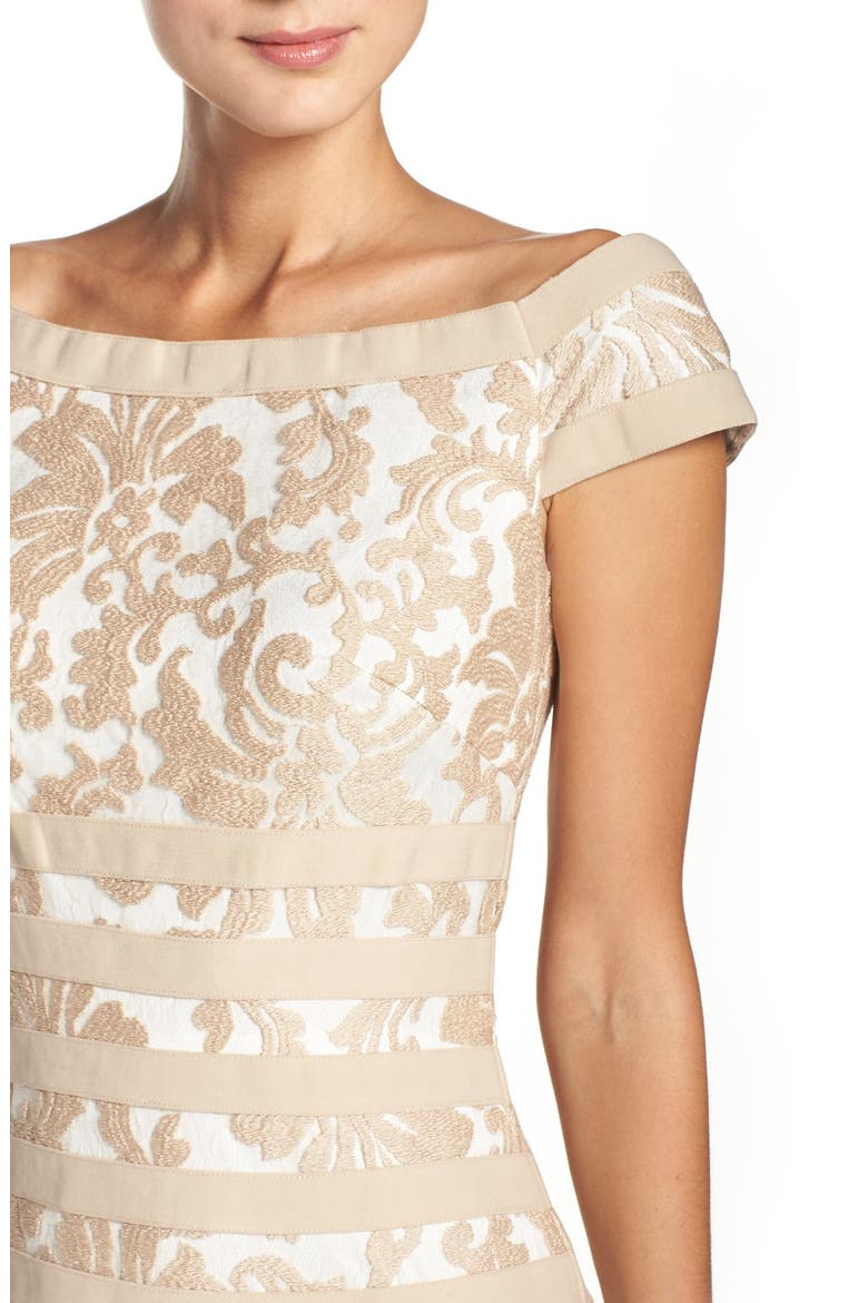 Textured Lace Mermaid Gown, Alternate, color, SAND/ IVORY